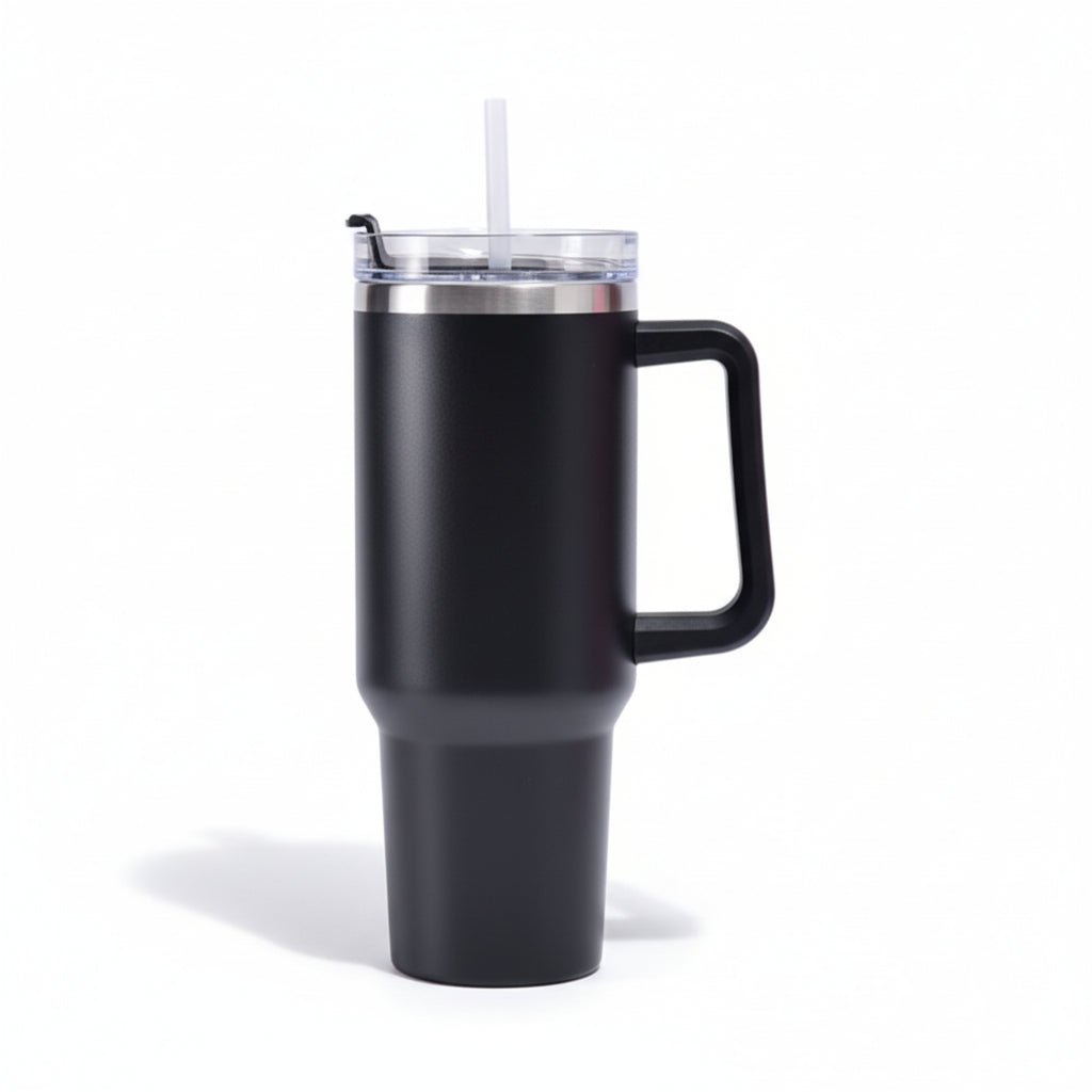 Engraved Leopard Print 40 oz Tumbler with Handle and Straw Lid